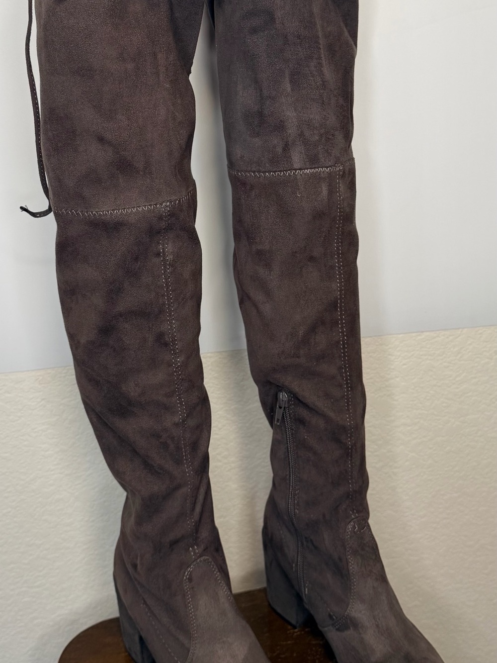 Unisa Dark Brown Over-the-Knee Suede Block Heel Boots